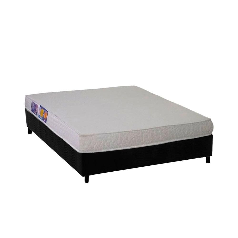 Conjunto Box Casal: Colchão Espuma Ortobom D23 Light Saúde + Base CRC Suede Black(138x188)