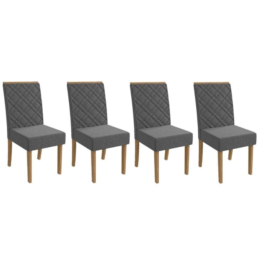 Cadeira Sala de Jantar 2CAD149FR Kit 4 Un Freijo/Linho Cinza A056 - Kappesberg