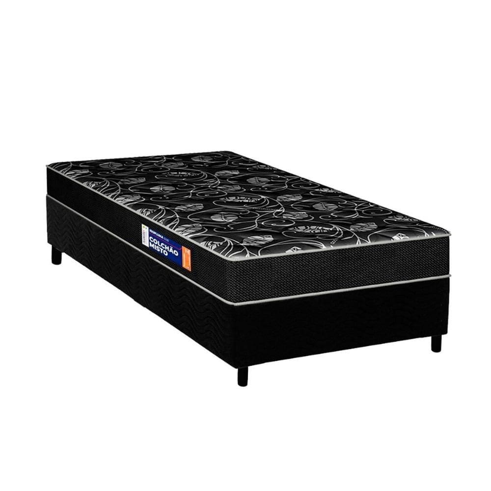 Conjunto Box Solteiro: Colchão Espuma Plumatex D28 IsoPluma Vip + Base CRC Suede Black(88x188)