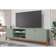 Rack Bancada p/TV até 70 pol Holanda 100% MDF c/ Nichos e Pés 205cm Salvia/Cinamomo - Permóbili
