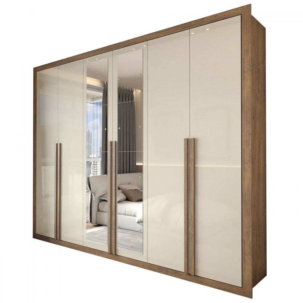 Guarda-Roupa Casal Severo 6 Portas 6 Gavetas com Espelho | Extra