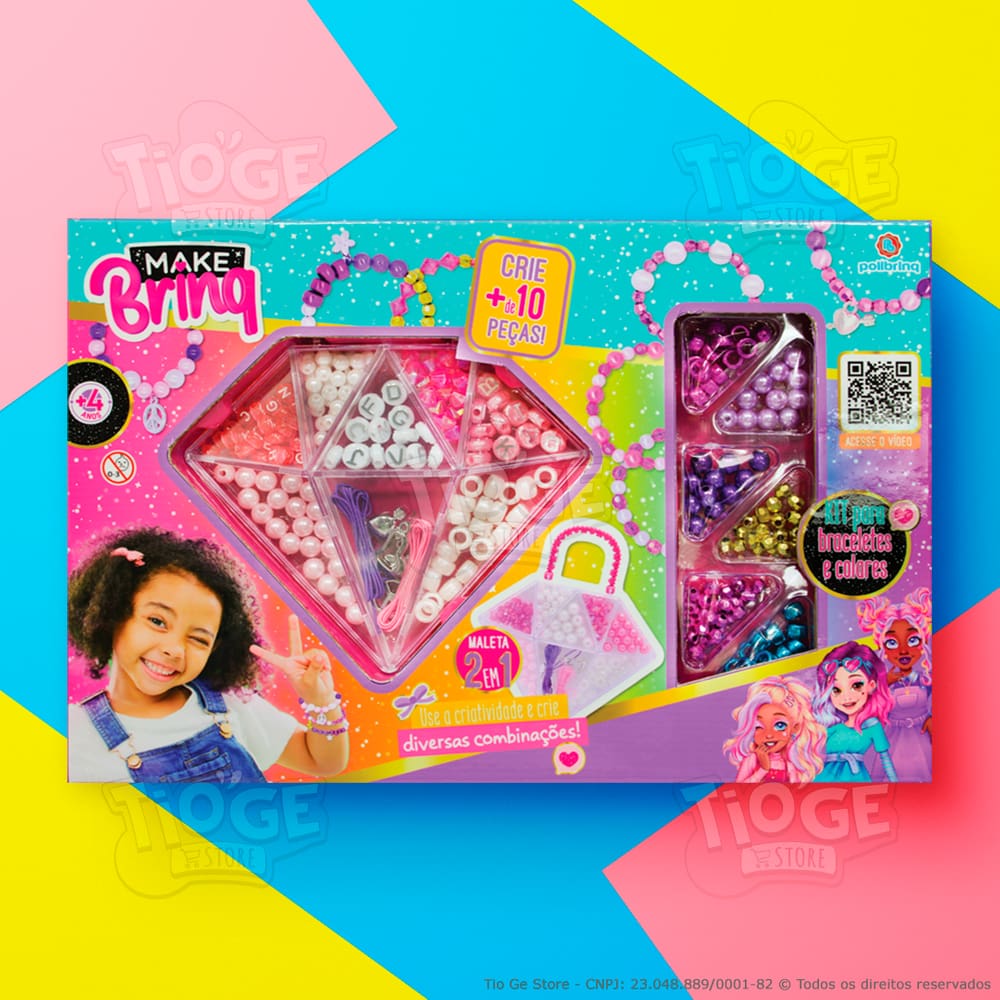 Kit de Miçangas Infantil Porta-joias Diamante Faça Você Mesmo Bijuterias Pulseiras Colares Acessórios Makebrinq