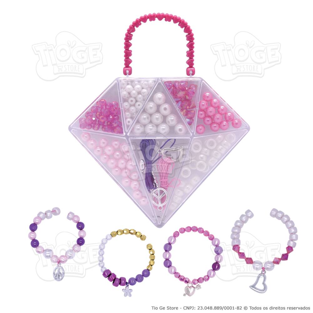 Kit de Miçangas Infantil Porta-joias Diamante Faça | Extra
