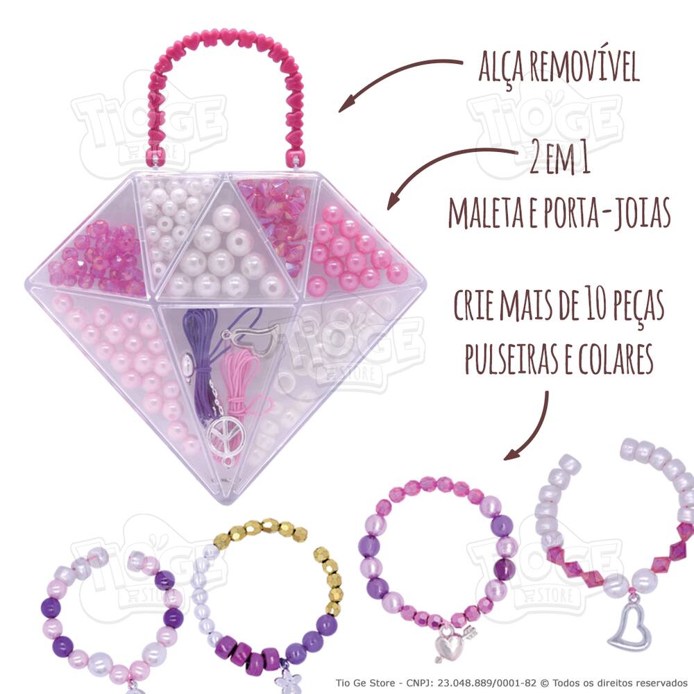 Kit de Miçangas Infantil Porta-joias Diamante Faça | Extra