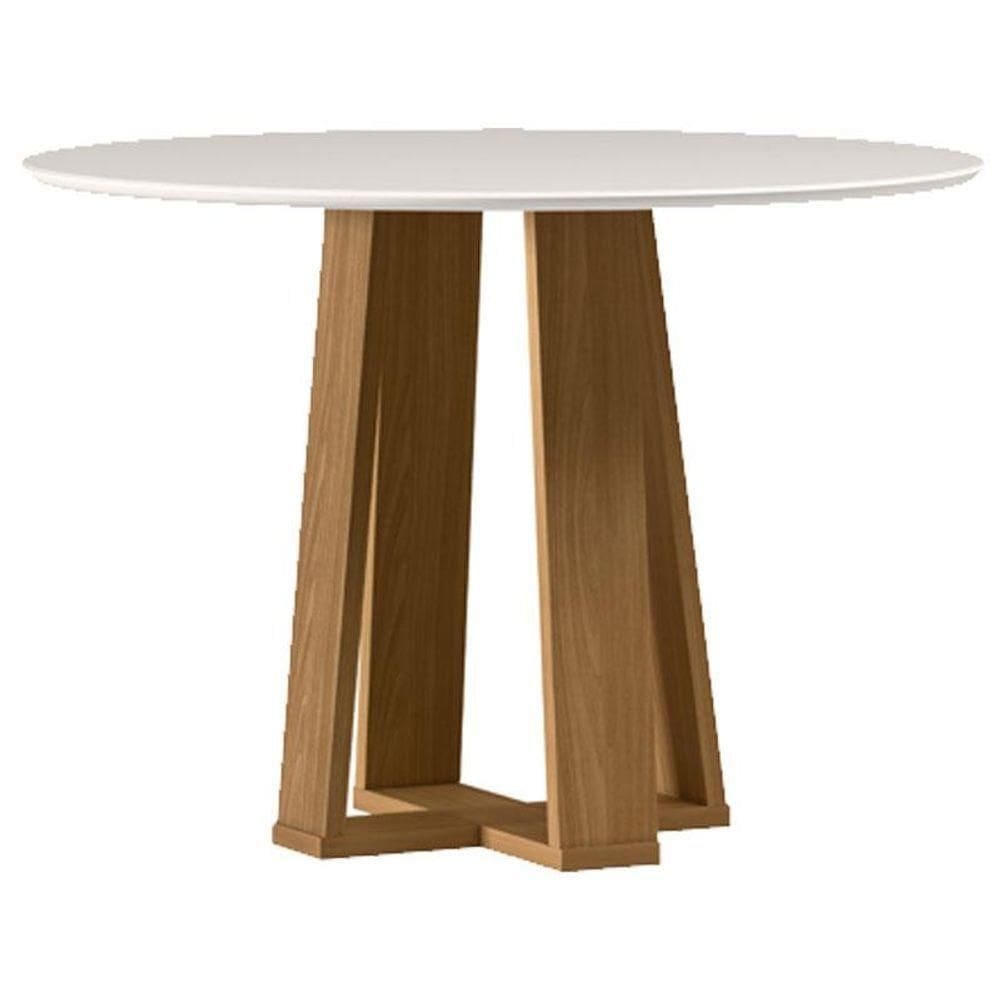 Mesa De Jantar 100x100 Cm Isabela Com Vidro Ype Off White - New Ceval
