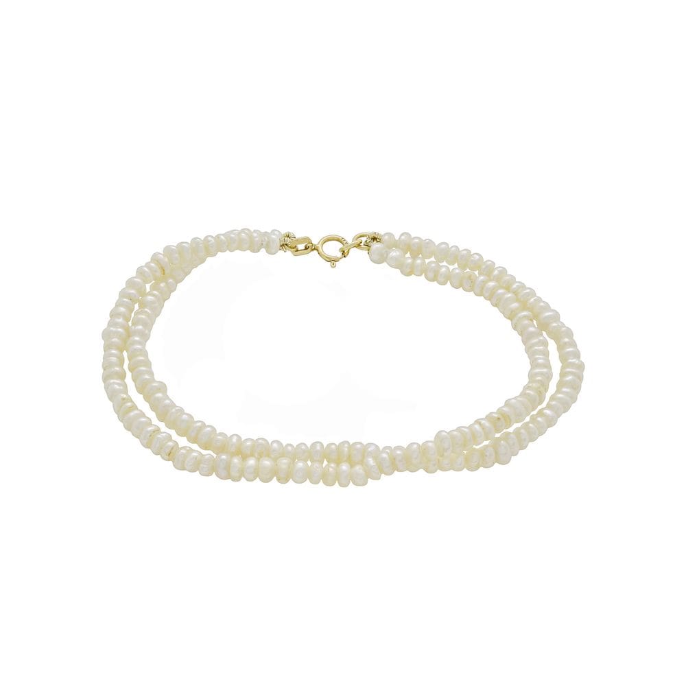 Pulseira De Perolas Naturais Legitimas Dois Fios Fecho Mola