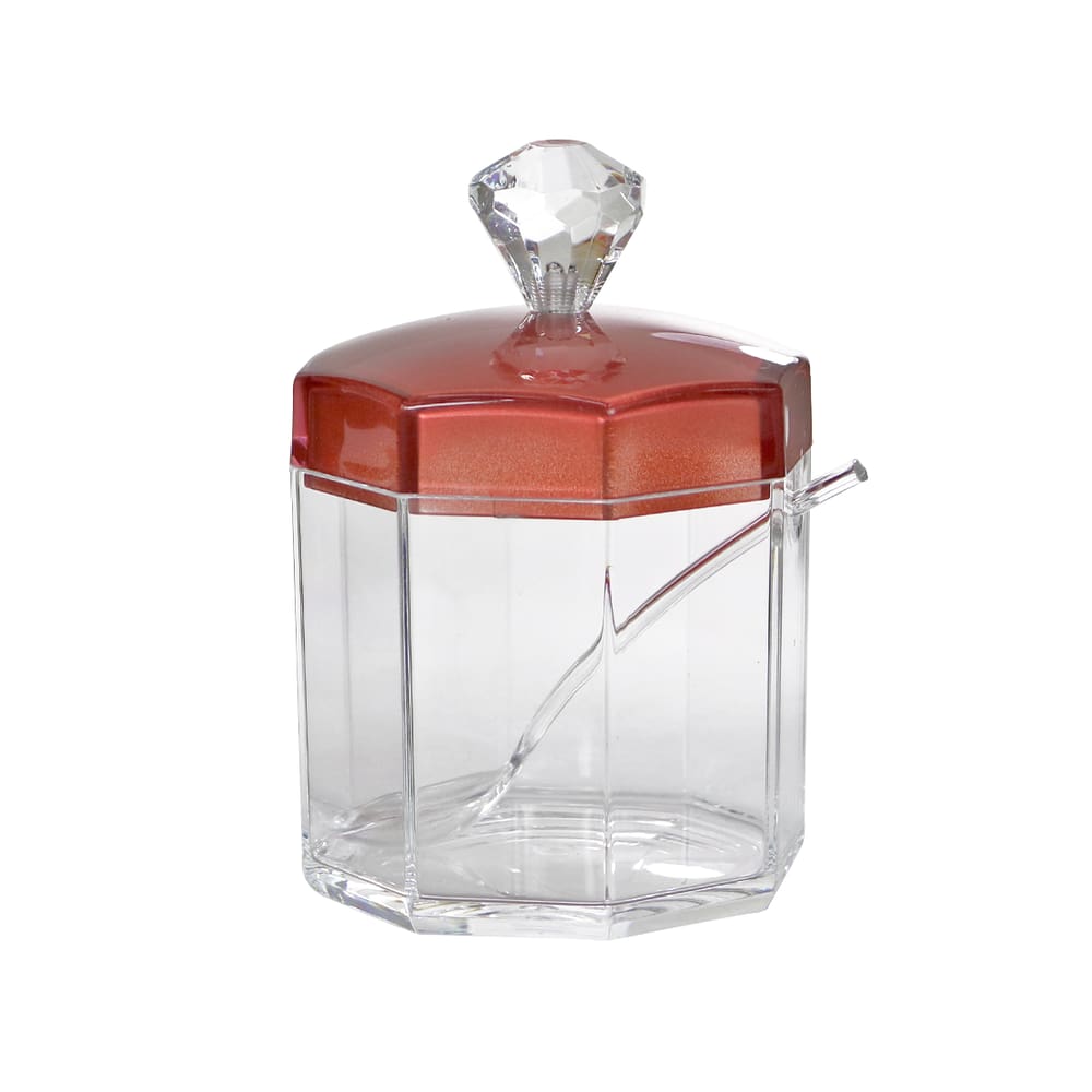 Açucareiro Sextavado Com Colher E Tampa Em Acrílíco