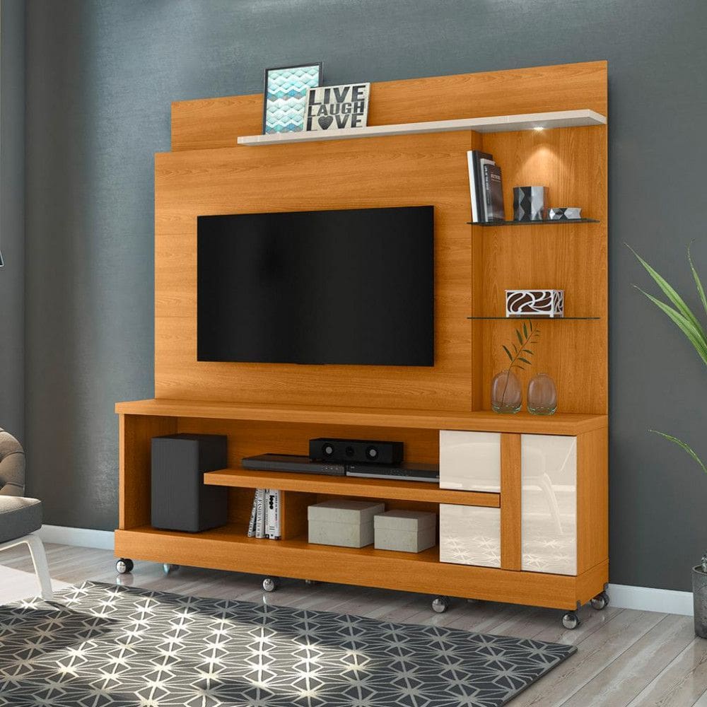 Estante home para TV até 55 Polegadas com Rodizio LED Alan Madetec