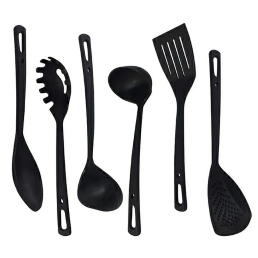 6 Utensílios Plásticos Cozinha Concha Pegador Escumadeira