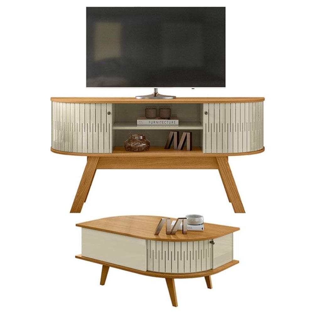 Rack Bancada Atlanta com Mesa de Centro Indianápolis Cumaru Opala – Madetec