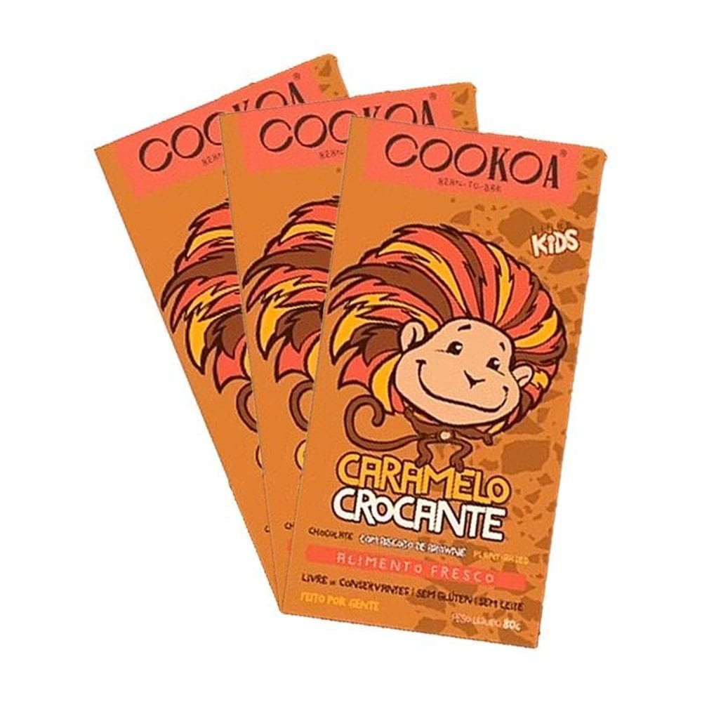 Kit 3X: Chocolate Caramelo Crocante Vegano Cookoa 80G
