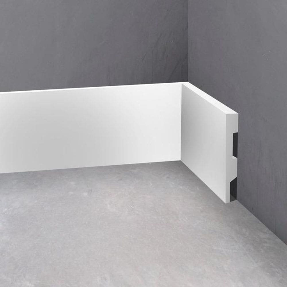 Rodapé Poliestireno 10Cm Liso Branco 1M Rm Decor