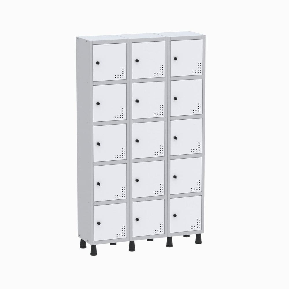 Roupeiro Aço Light 3v 15 Portas Gr303/15 Cinza/Branco