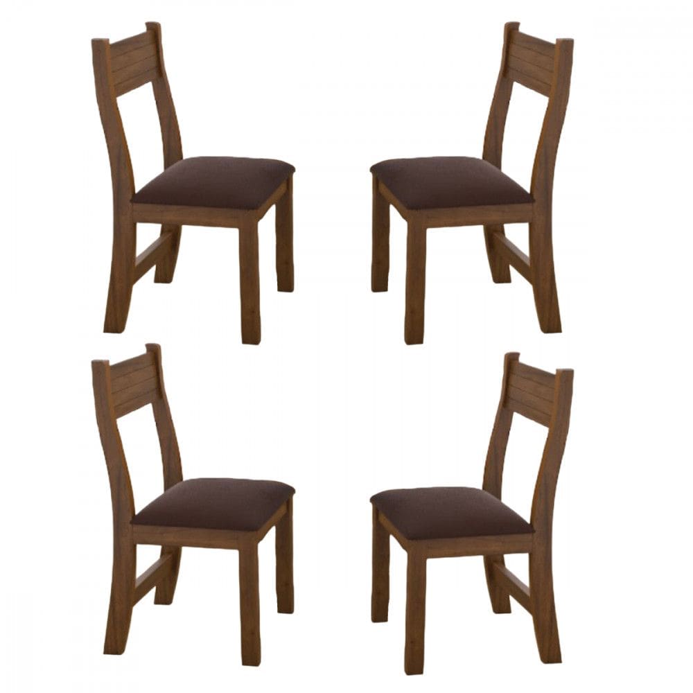 Conjunto de 4 Cadeiras Brisa para Sala de Jantar Imbuia Tecido Café Viero