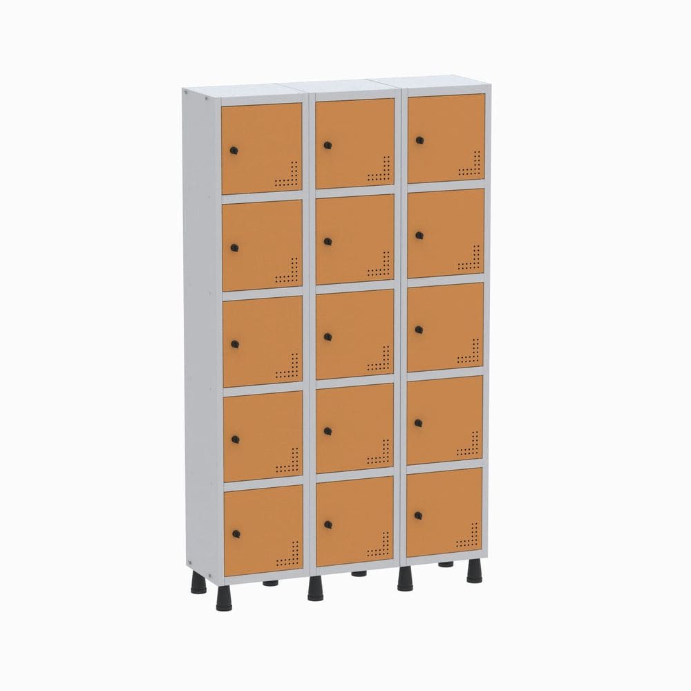 Roupeiro Aço Light 3v 15 Portas Gr303/15 Cinza/Laranja