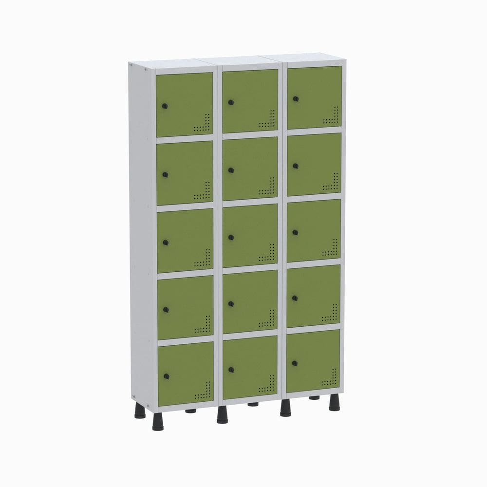 Roupeiro Aço Light 3v 15 Portas Gr303/15 Cinza/Verde