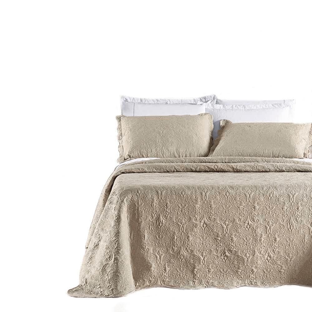 Kit Cobre Leito Colcha Adventure King Dupla Face - Cáqui