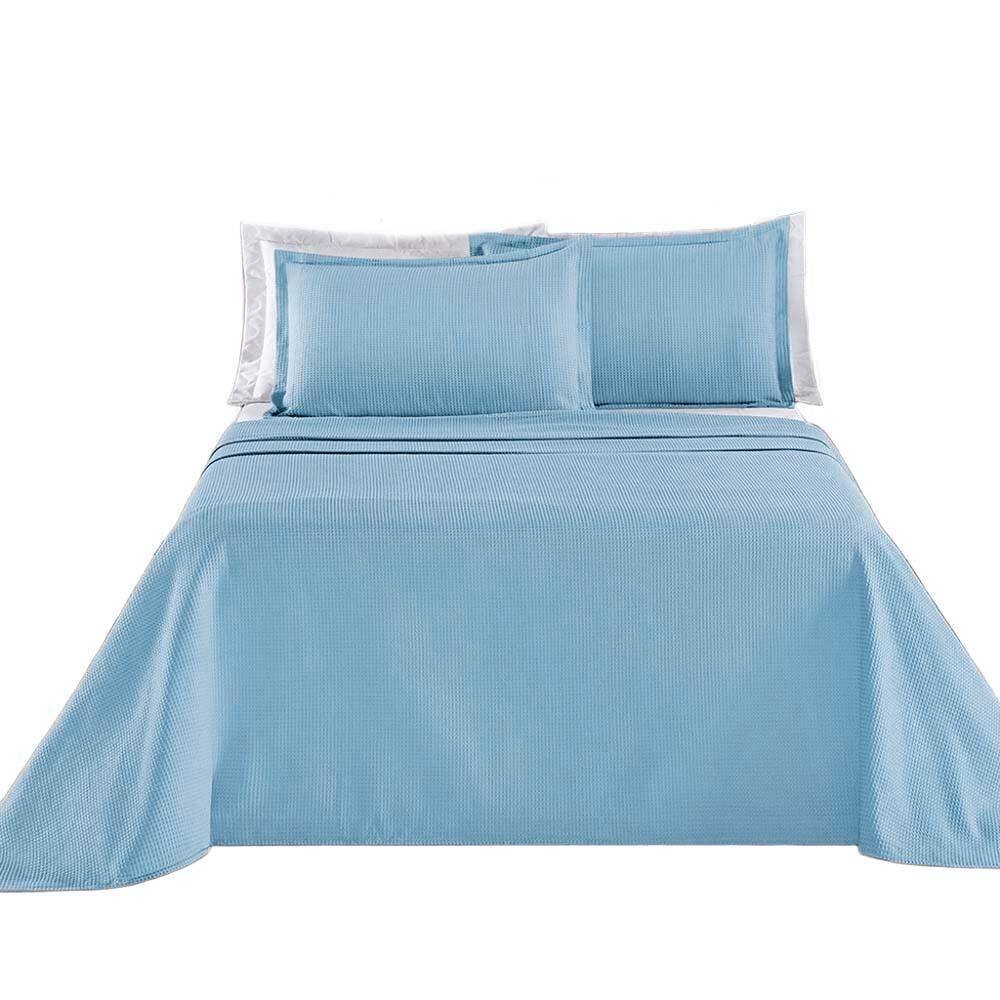 Kit Cobre Leito Colcha Lavinne Casal Dupla Face - Azul