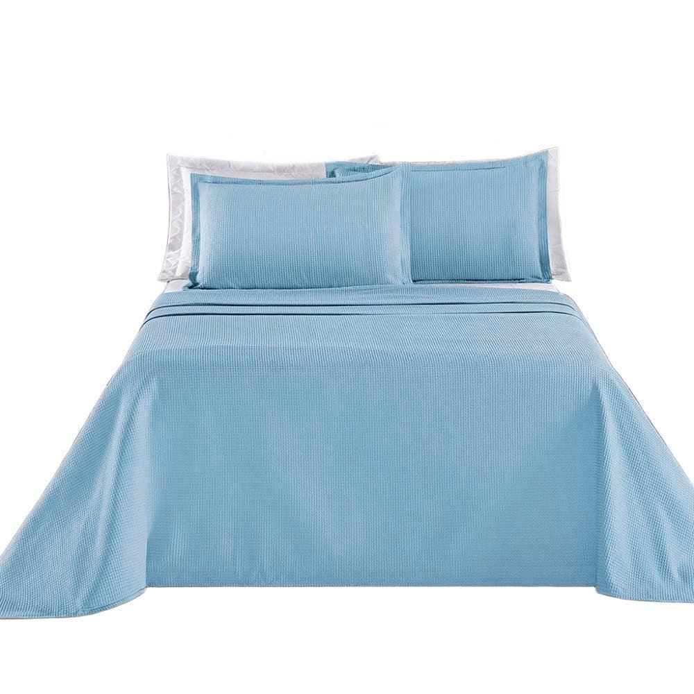 Kit Cobre Leito Colcha Lavinne Casal Dupla Face - Azul