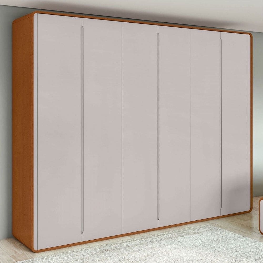 Guarda-Roupa Casal Loop 6 Portas 6 Gavetas Frassino/Off White - Móveis Lopas