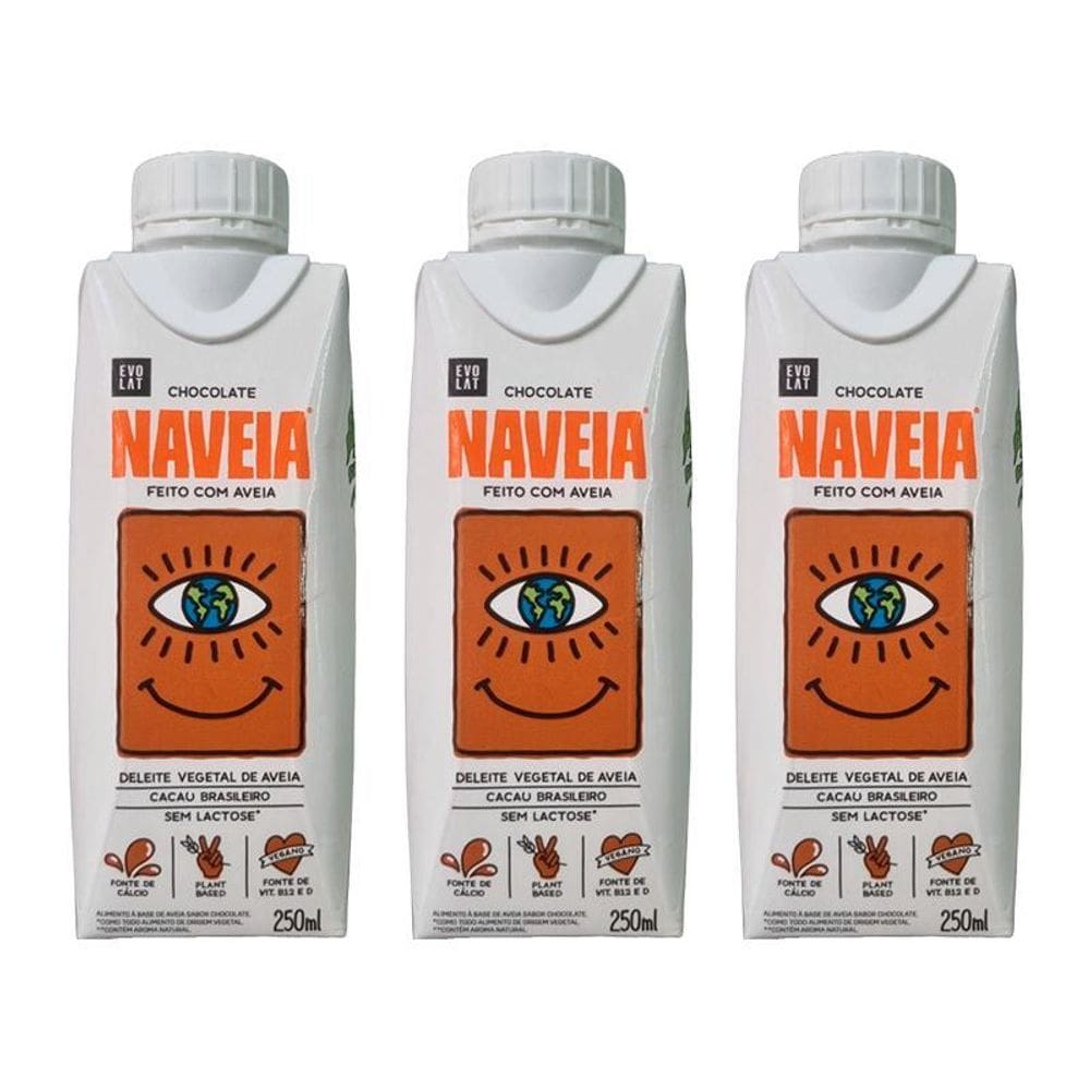 Kit 3X: Bebida Vegetal De Aveia Chocolate Naveia 250Ml