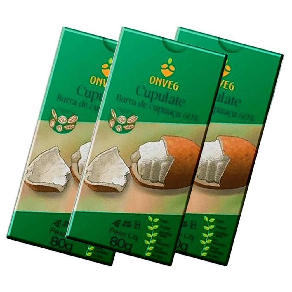 Kit 3X: Cupulate 60% Cupuaçu Com Açúcar Demerara Onveg 80G