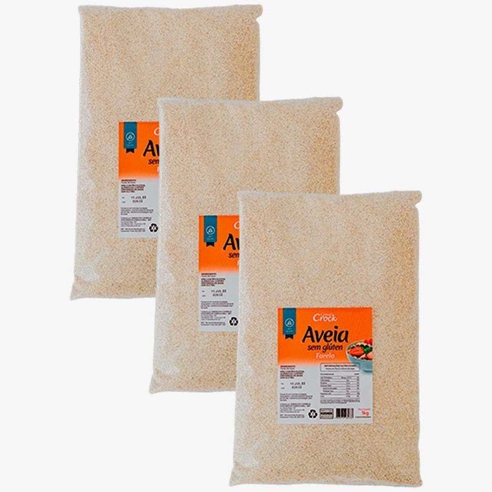 Kit 3X: Farelo De Aveia Sem Glúten Leve Croc 1Kg