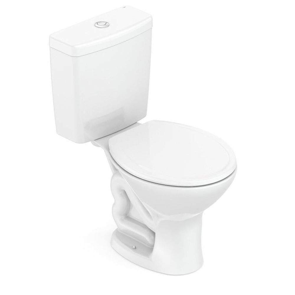 Kit 2 Vaso Sanitários com Caixa Acoplada e Assento Saveiro Celite Branco Brilhante