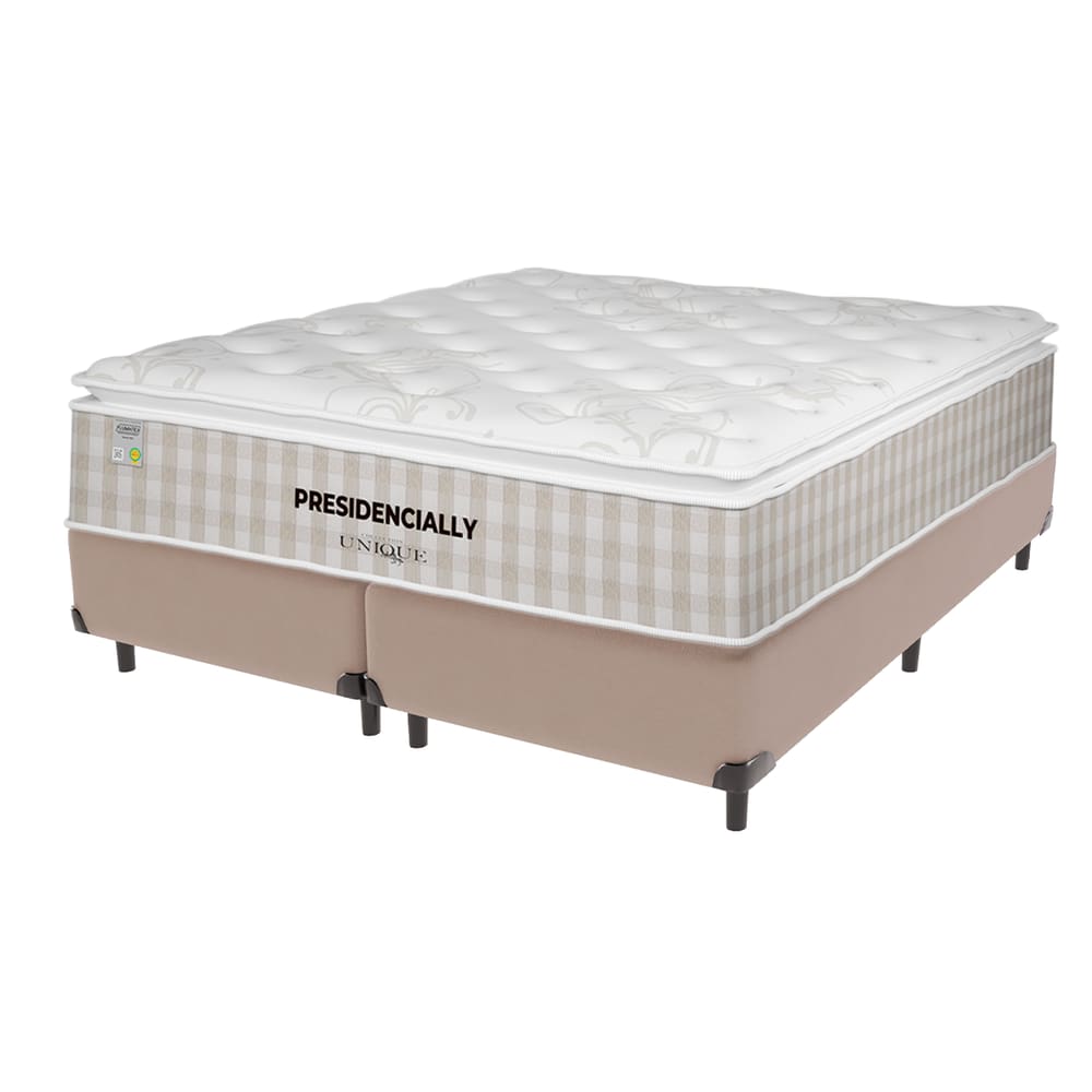 Cama Box Bege Colchão Queen Presidencially Molas Unique