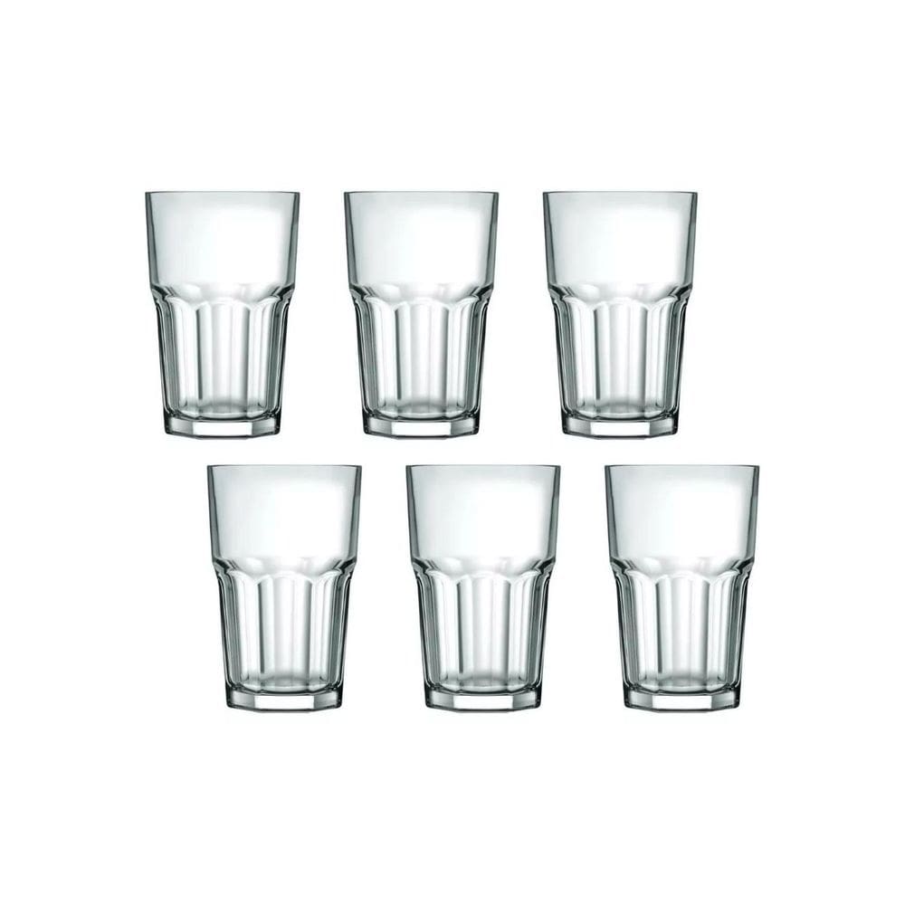 Jogo Copo Bistrol Vidro Àgua Suco Nadir 410ml Kit 6 Peças