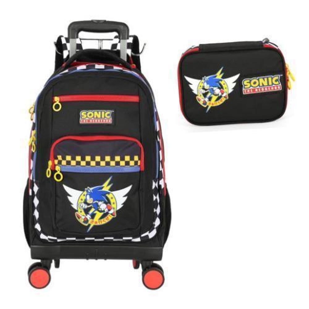 Kit Mochila Carrinho 360º Porta Notebook  Sonic