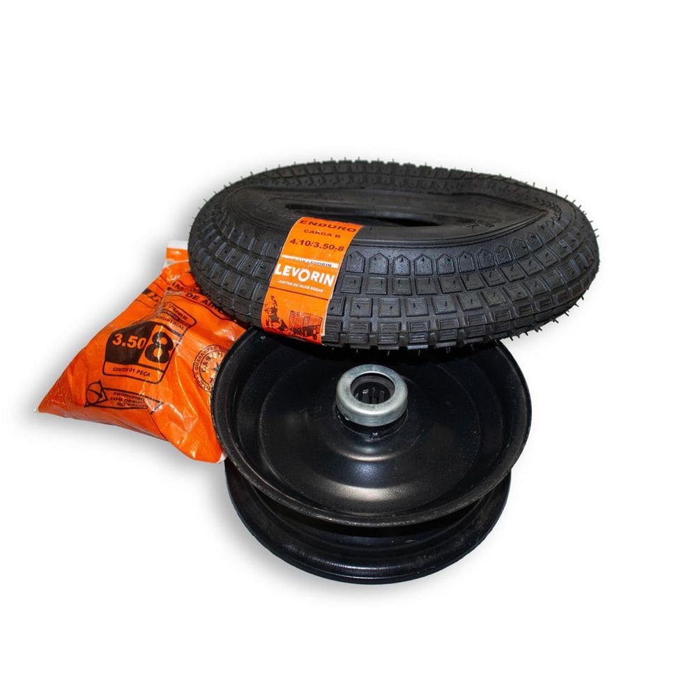 Roda Aro 3.50X8 Com Câmara E Pneu Para Carrinho De Carga