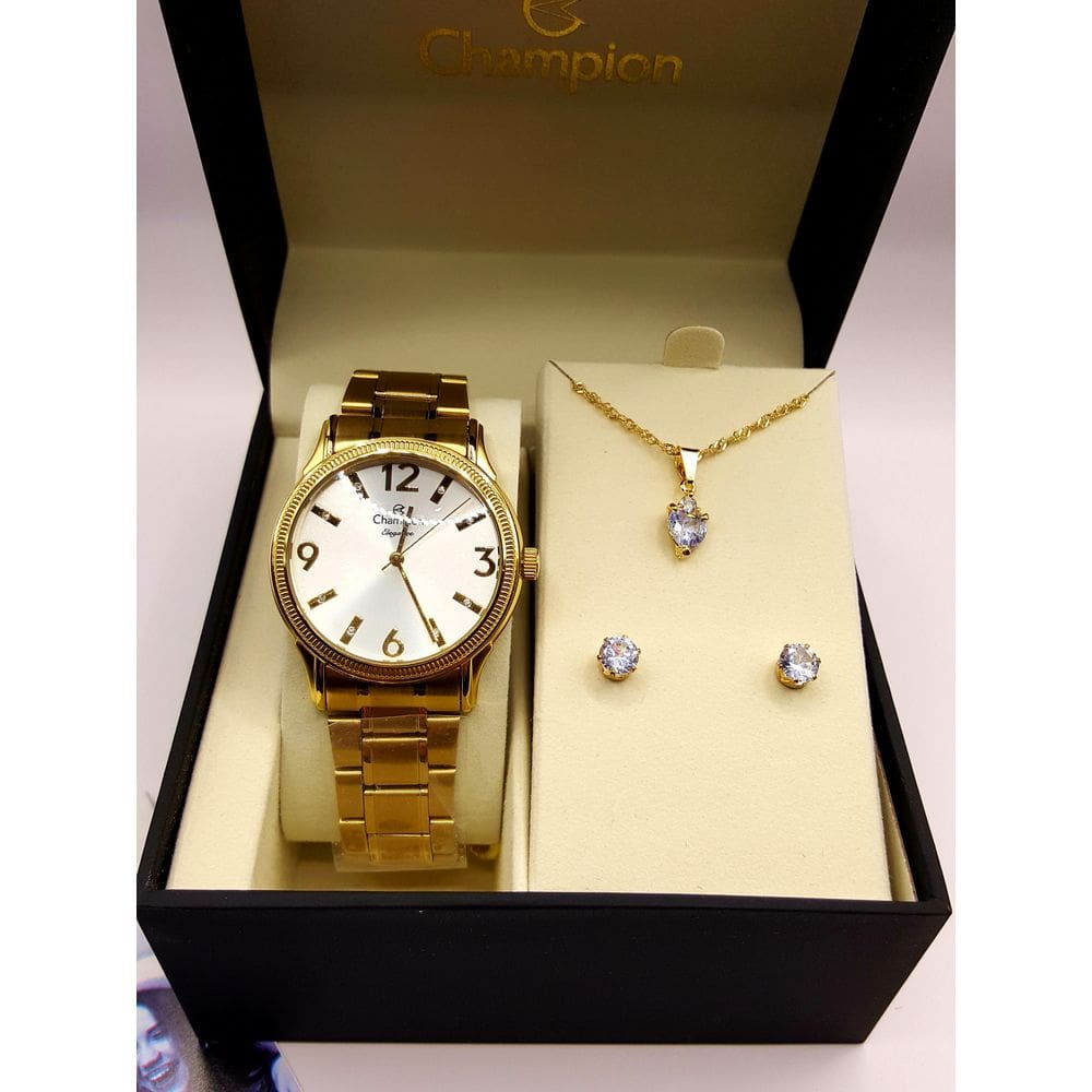Relógio Champion Feminino CN25832W - Colar e Brinco