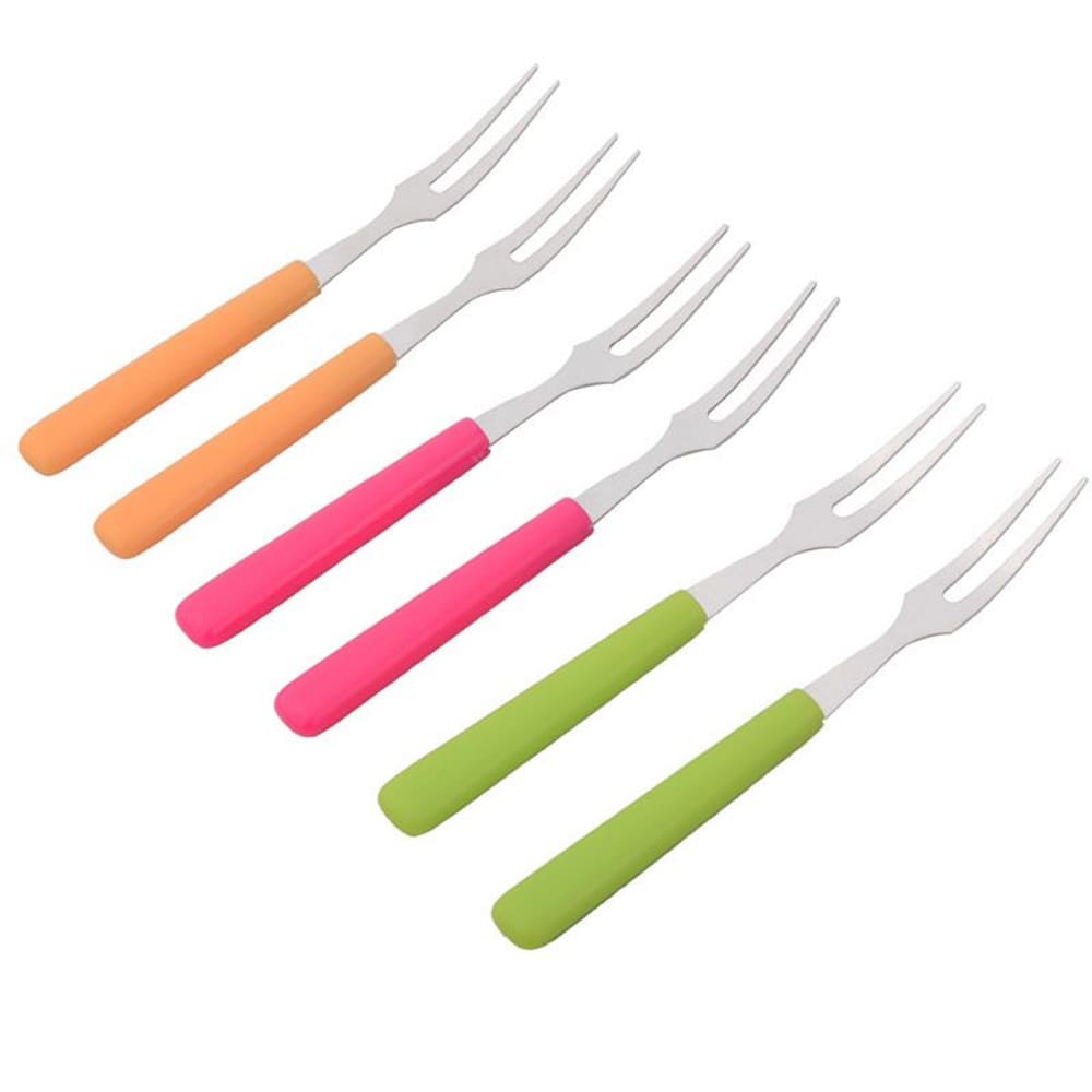 Kit Mini Garfo para Petiscos Queijos e Frutas em Inox 6 pçs