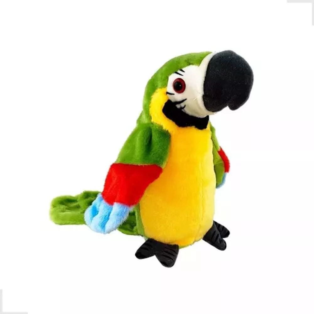 Arara Pelúcia Verde Interativa Repete Frases Com Movimento