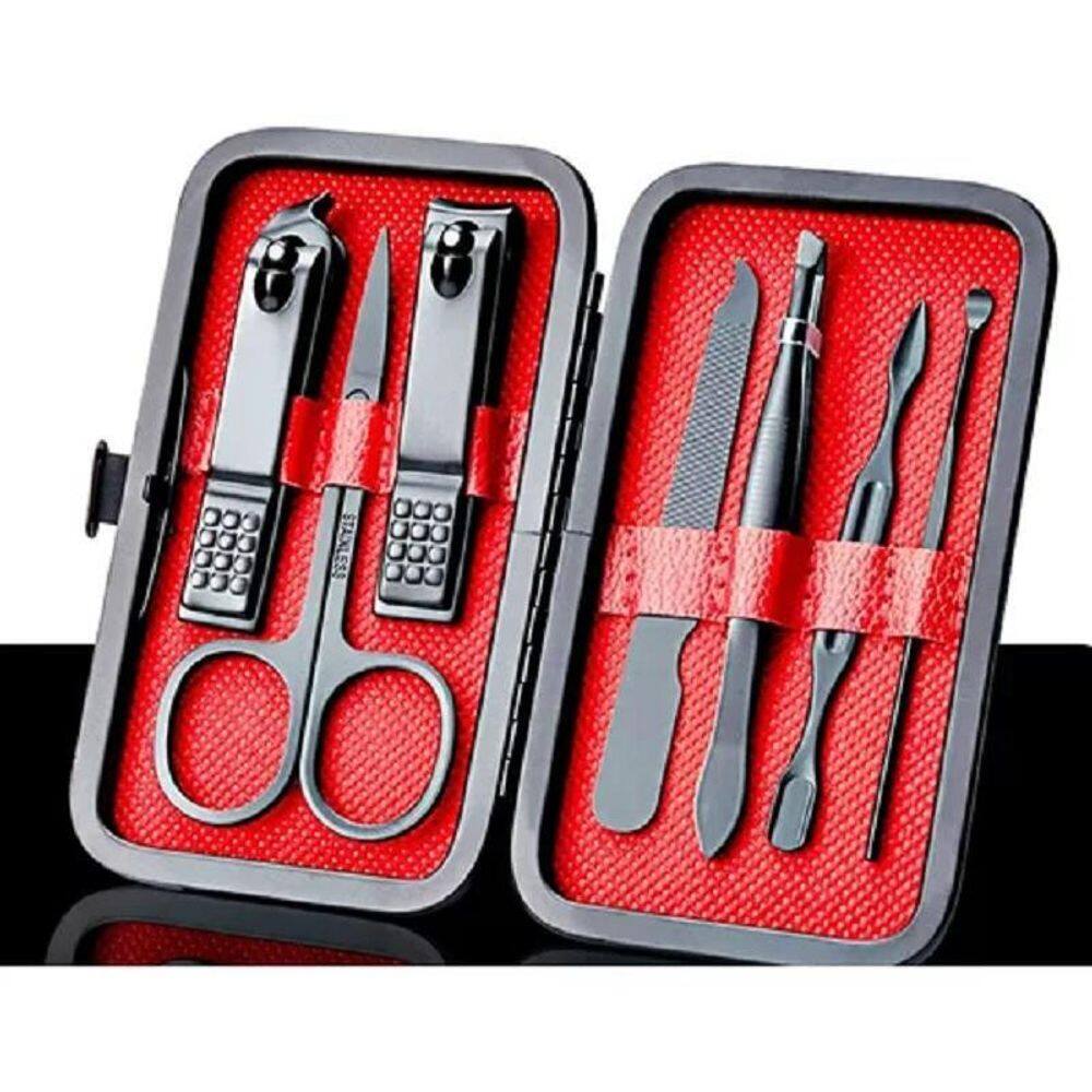 Kit Manicure Cortador De Unhas 7 Peças Aço Inoxidável Estojo