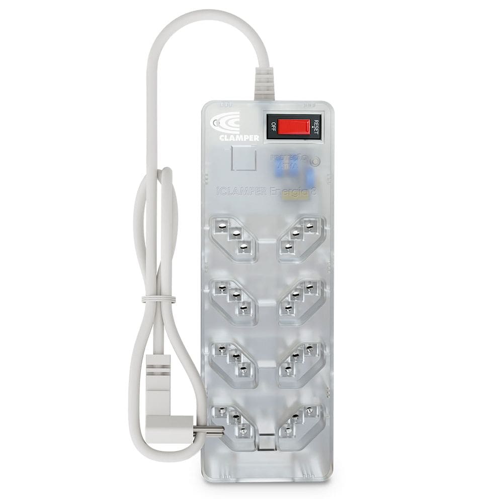 Filtro de linha com protetor contra surtos (DPS) - 127/220 volts - 10 amperes - 8 tomadas - 3 pinos - iCLAMPER Energia 8 - LCF