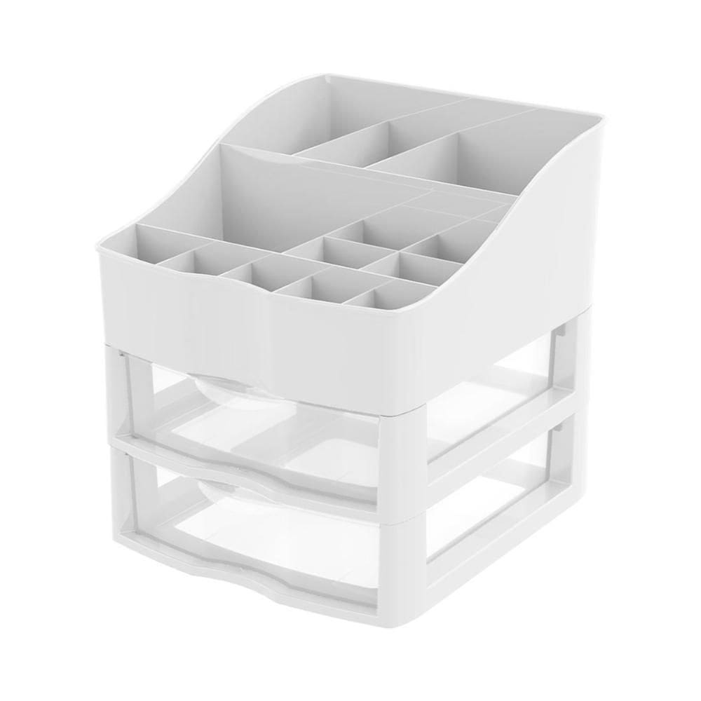 Gaveteiro Plástico De Mesa 2 Gavetas Maquiagem Rosa Nitron