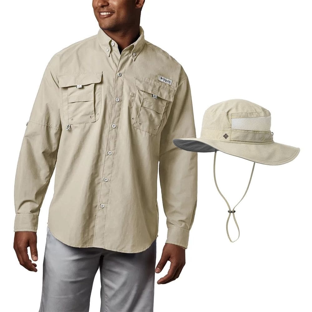 Camisa Columbia Masculina Manga Longa Bahama II FM7048 + Chapéu Columbia Bora Bora Booney II CU9107