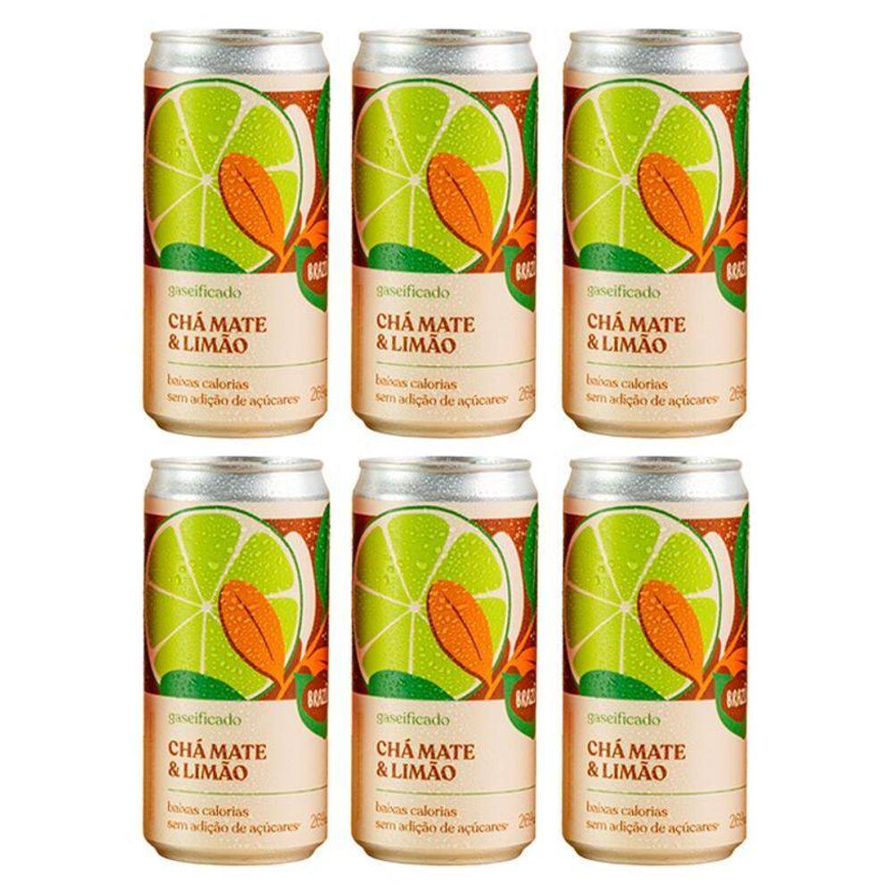 Kit 6X: Chá Mate Com Limão Gaseificado Brazô 269Ml