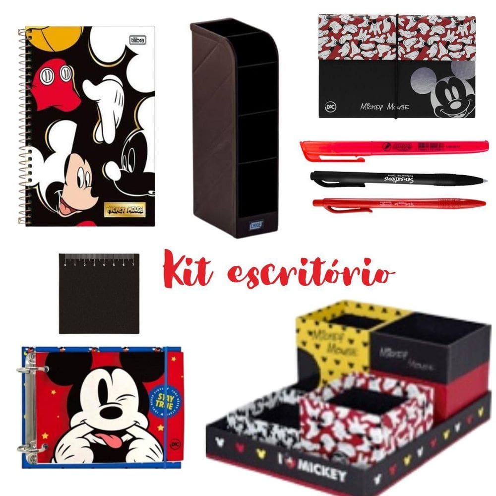 Kit Papelaria Fofa Escritorio Mickey