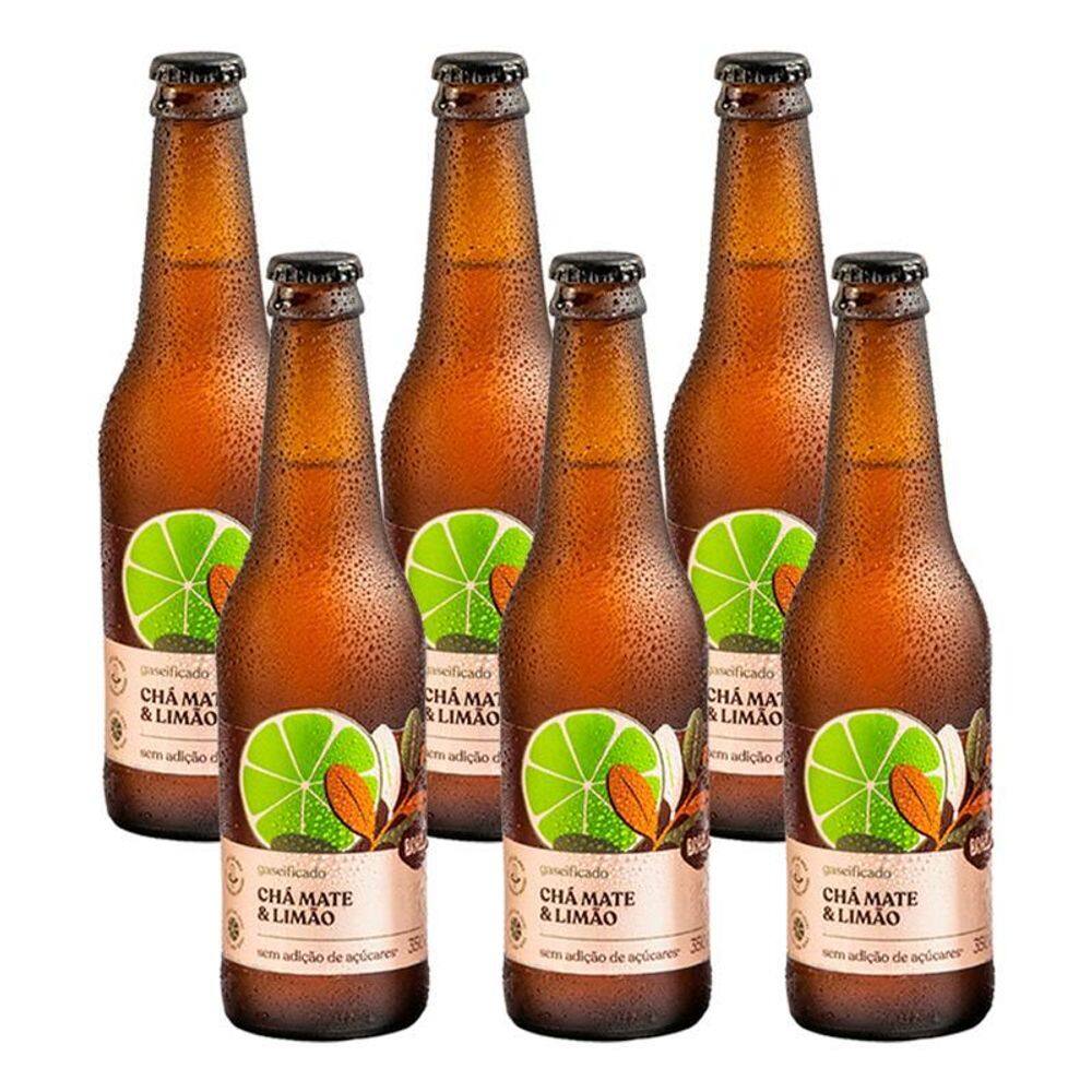 Kit 6X: Chá Mate Com Limão Gaseificado Brazô 350Ml