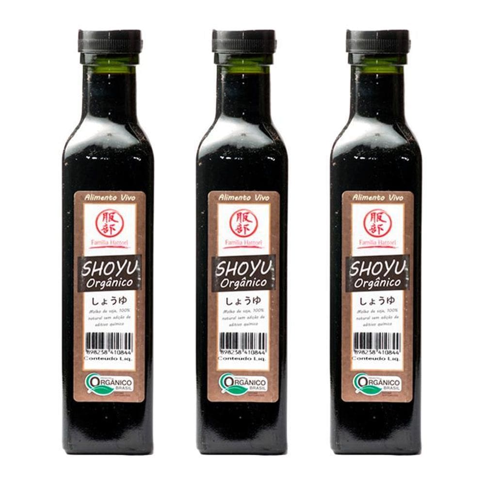 Kit 3X: Shoyu De Soja Orgânico Família Hattori 250Ml