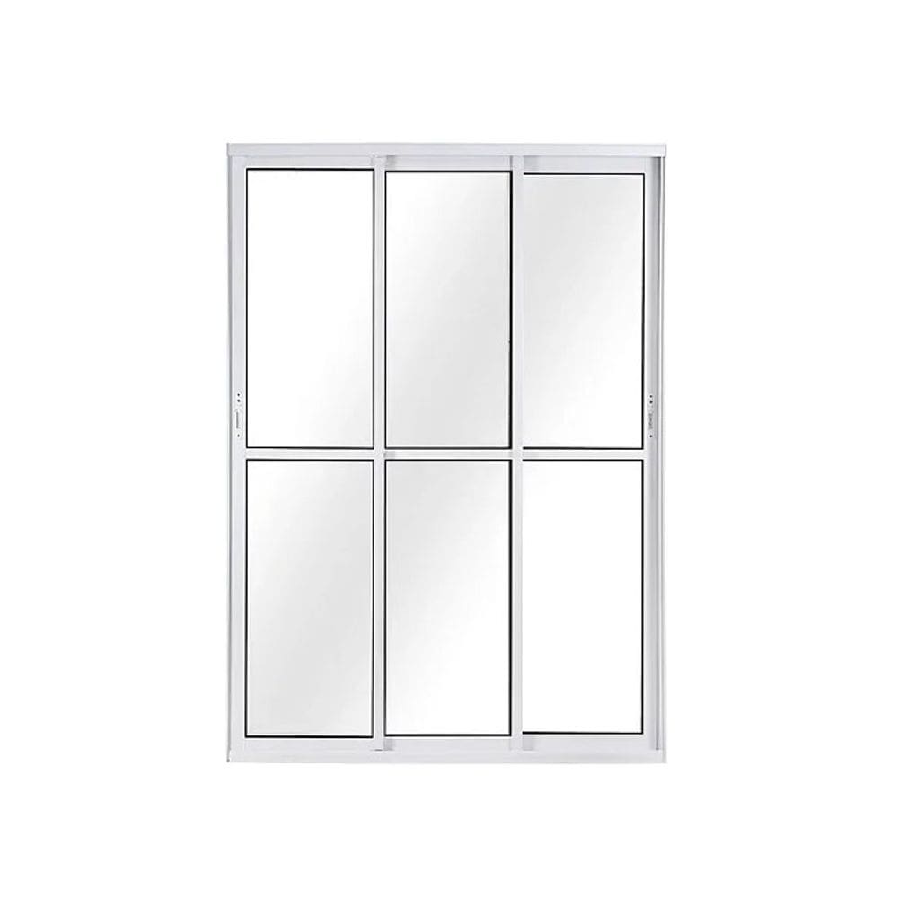 Porta Balcão 210x150 3 Folhas Vidro c/Fechadura- Alumínio Branco - Linha 25 Suprema