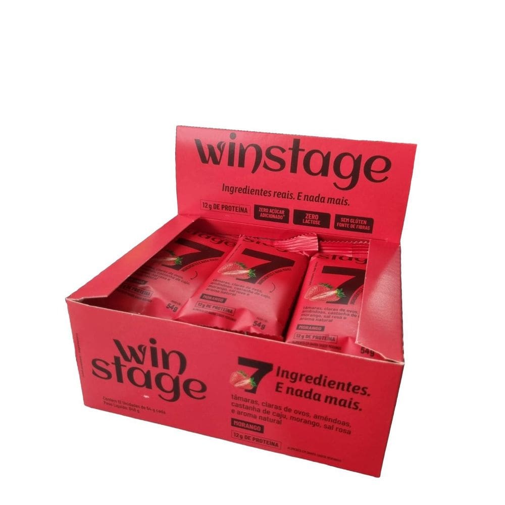 Barra De Proteína Morango 54G Winstage 12 Unidades