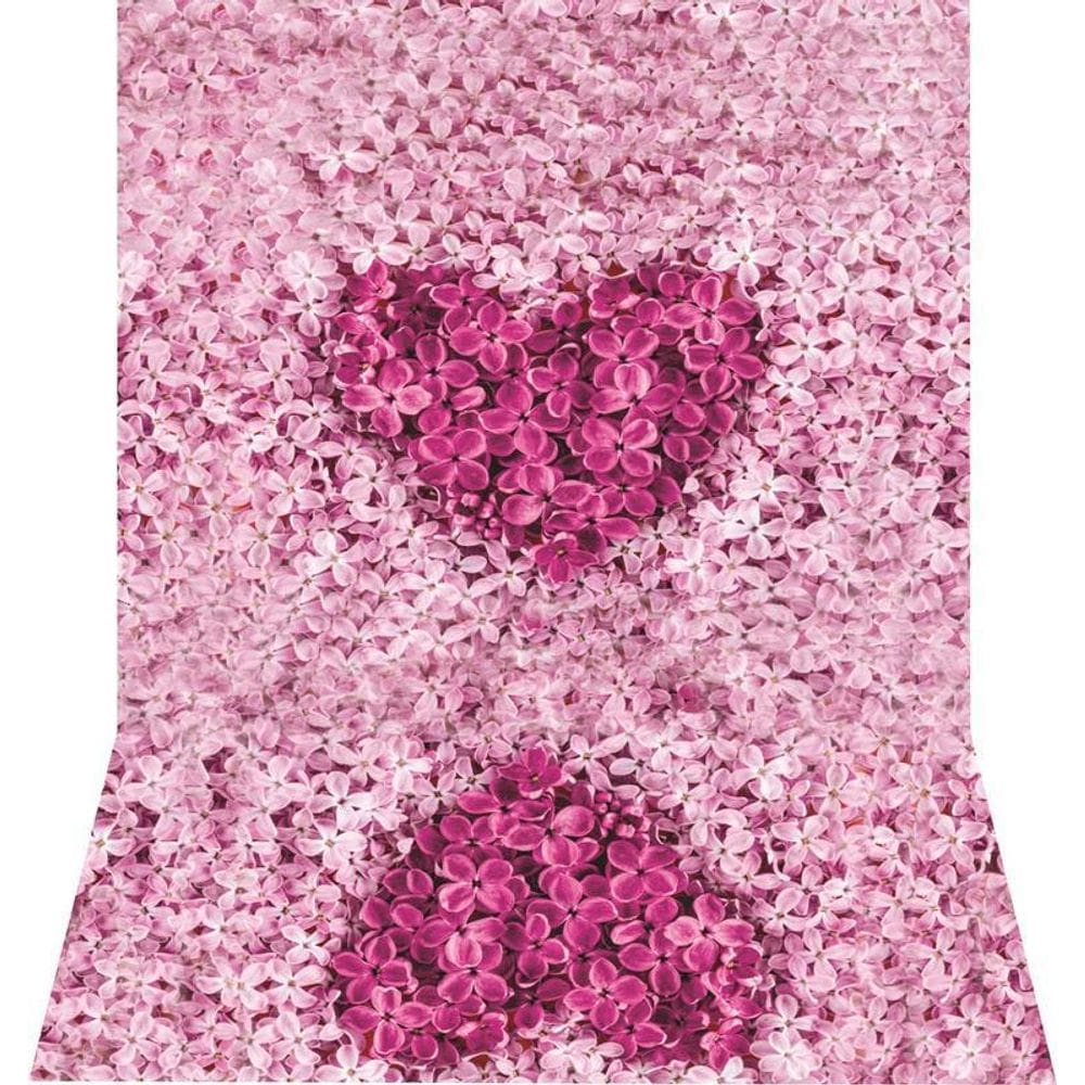 Fundo Fotográfico Newborn Em Tecido Floral Coração 1,50X2,50