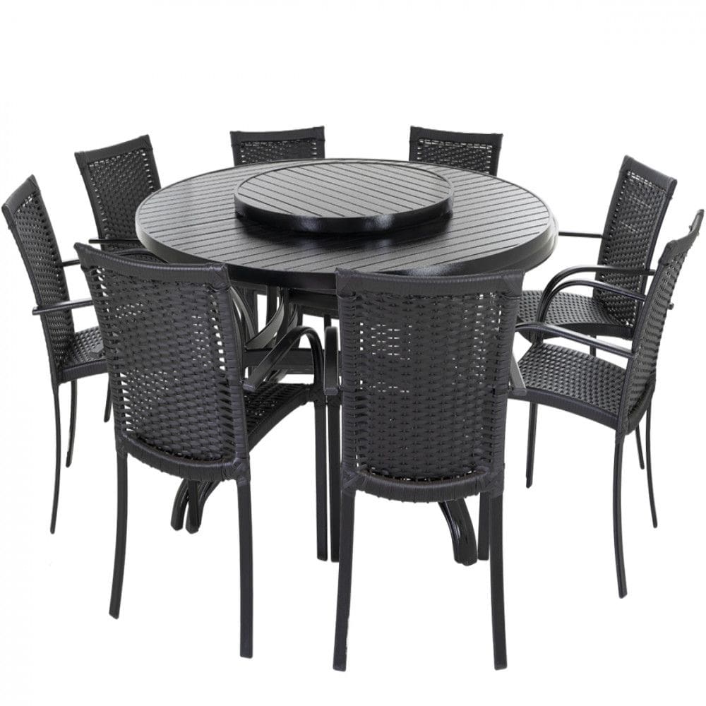 Jogo Ascoli 8 Lugares Mesa Tampo Giratório Alumínio Cozinha Edícula - Trama