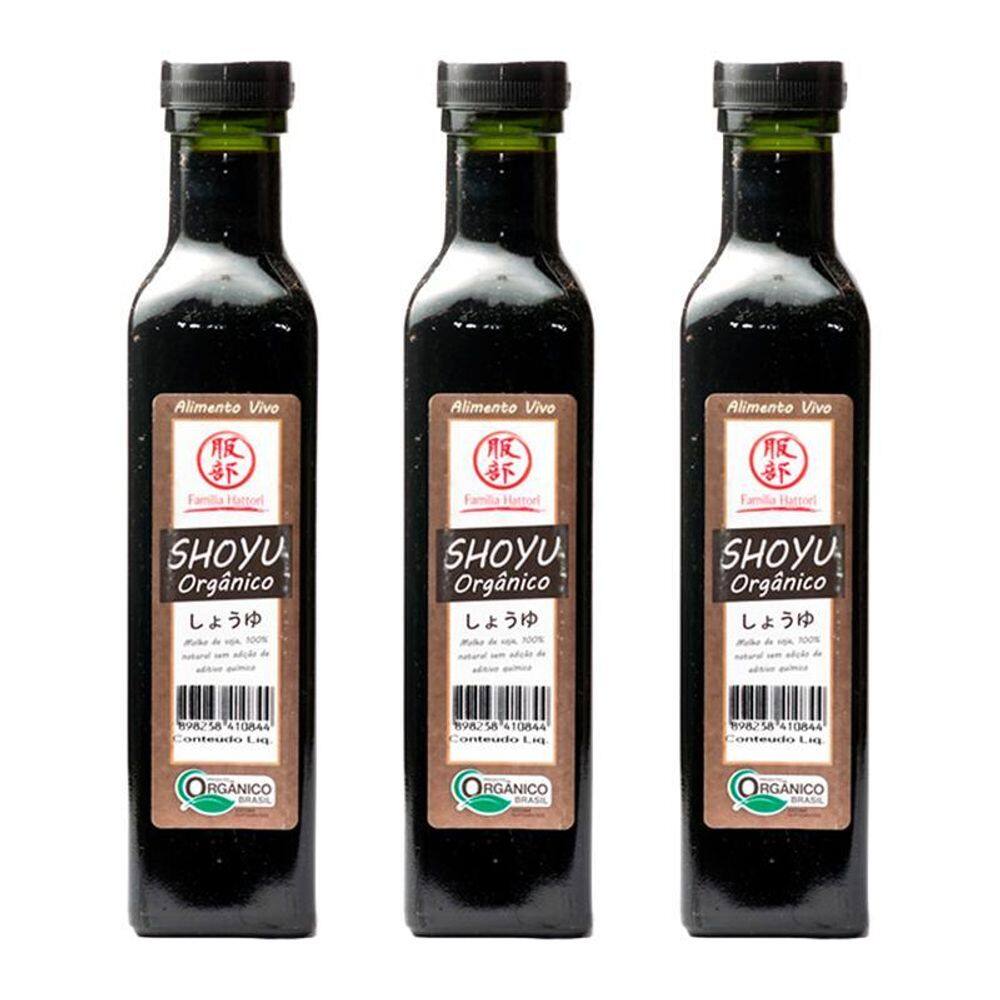 Kit 3X: Shoyu De Soja Orgânico Família Hattori 250Ml