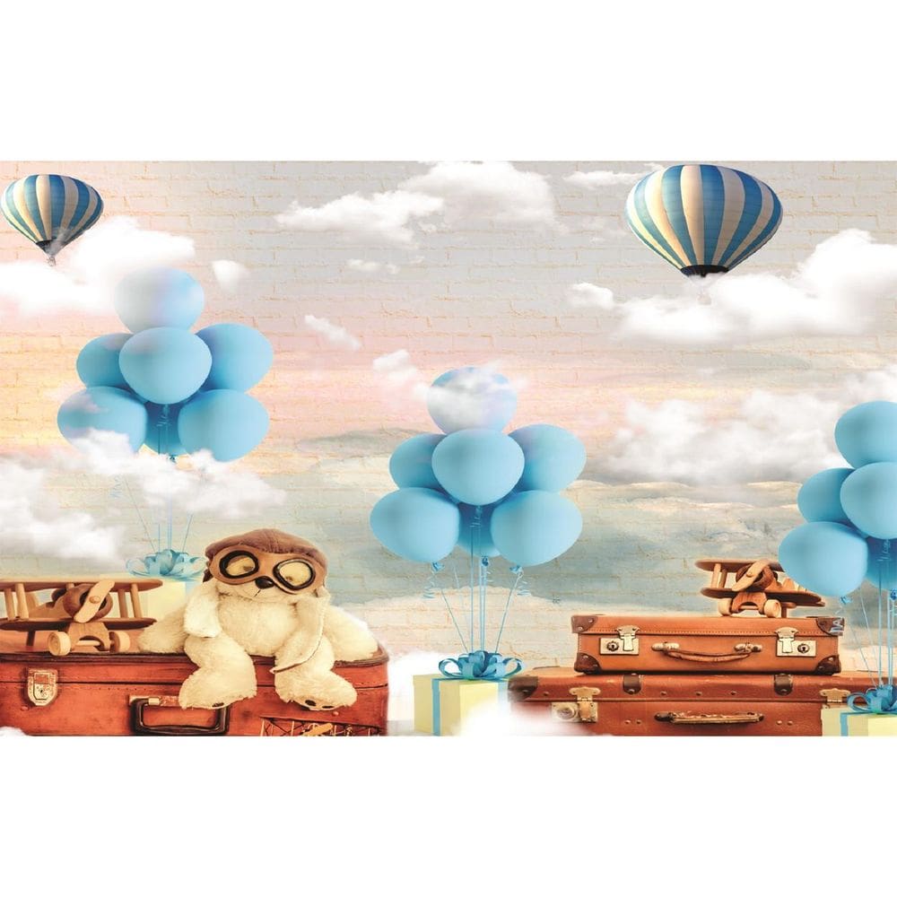 Fundo Fotográfico Em Tecido Urso Balão 2,60X1,50