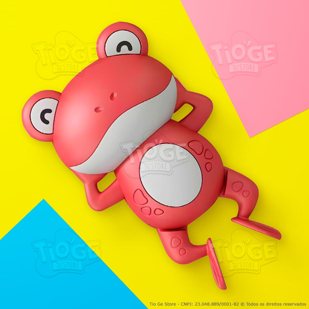 Sapinho À Corda Para Banho Brinquedo Bebê Interativo Divertido Brincar Na Água Nada De Verdade Aqua Sapo Cor Vermelho